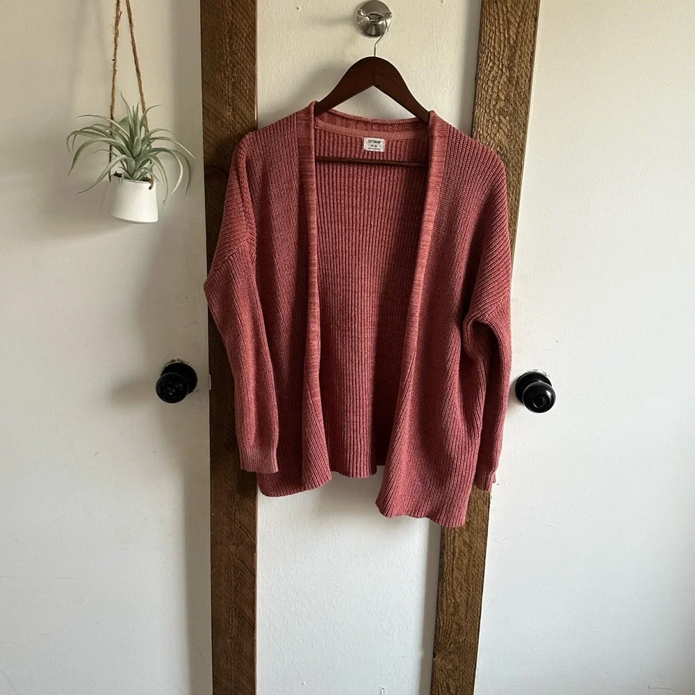 Cotton On Women's Archy Cardigan Sweater Size Medium Canyon Rose Marsala Twist - Picture 13 of 16
